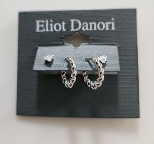 Eliot Danori Silver Textured Earrings Set.